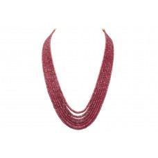 Red Ruby faceted treated Beads Stones NECKLACE 7 lines 565 Carats